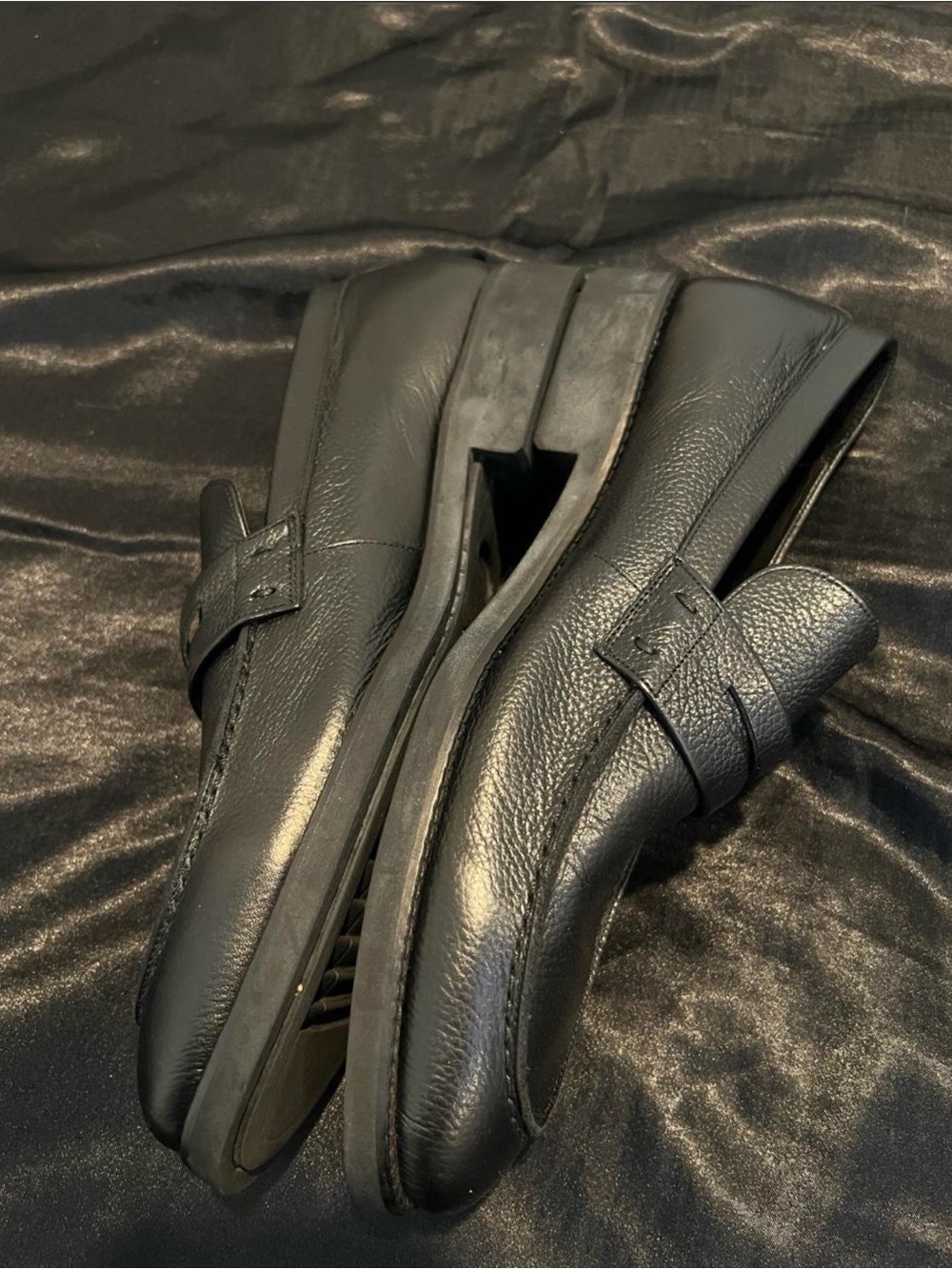 Men's Black Leather Slip-On Loafers